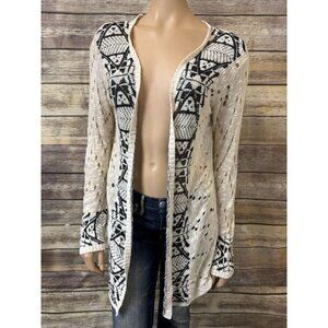 Daytrip Cardigan Sweater S Small Cricket‎ Open Front White Geometric BUCKLE